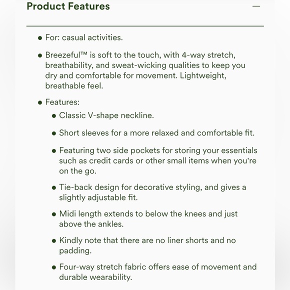 HALARA V neck short sleeve, side pocket, tie back, quick dry dress - Picture 6 of 8